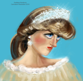 digital princess Diana caricature from photo