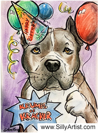 austin caricature silly artist pitbull dog portrait caricature 