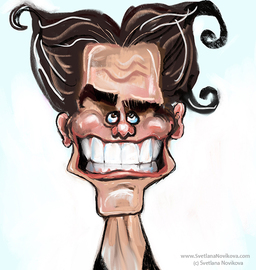 custom celebrity caricature of Jim Carrey austin silly artist