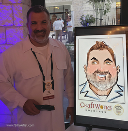 digital caricature of guests at Craftworks event in Austin