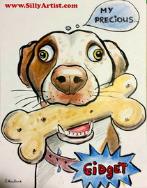 dog with a bone custom pet caricature austin