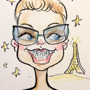 Private Paris themed party caricature in Austin Silly artist
