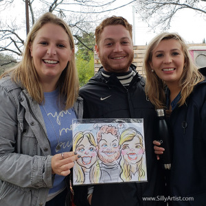 friends caricature in Austin texas silly artist