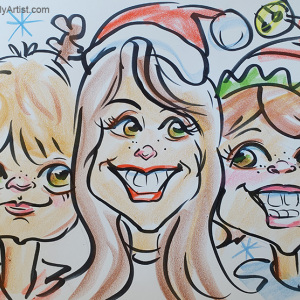 cartoon of people at a holiday party in Austin