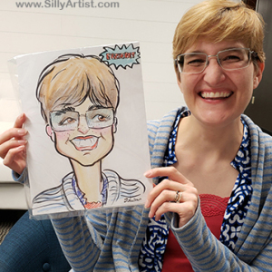 cartoon of an employee of Datical austin company silly artist