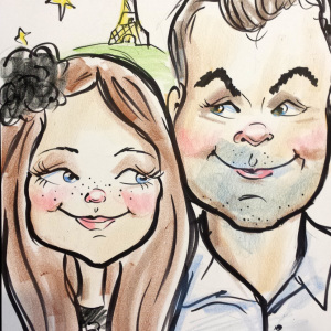 Private Paris themed party caricature in Austin Silly artist