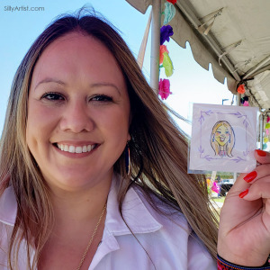 Thumbprint fingerprint caricature in corporate event in Austin  Silly Artist