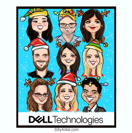 custom cartoon digital caricatures holiday cards