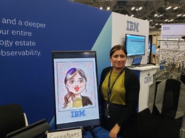 live digital drawing of a convention guest for IBM in austin