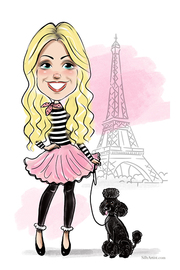 paris themed custom digital caricature austin party