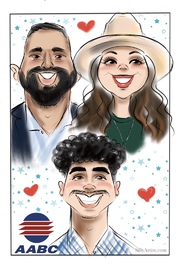 family digital caricature silly artist austin