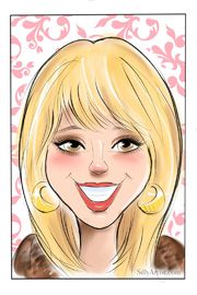 cute girl digital caricature hire artist