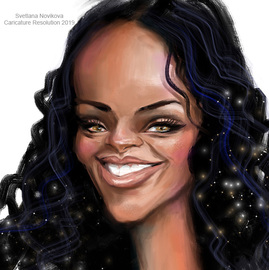 digital caricature of Rihanna custom cartoon from photo