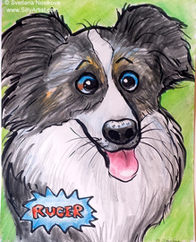 hire custom cartoon artist for pets and dogs in austin